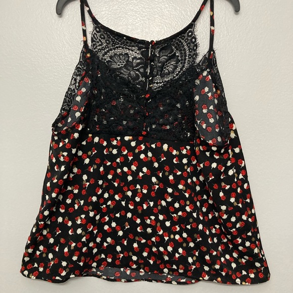 SHEIN Dainty Floral Top With Mesh Accent Sz Large - Picture 5 of 7